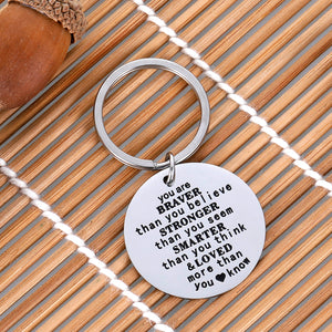 Inspirational Encouragement Keychain Graduation Anniversary Birthday Family Presents for Son Daughter You are Braver Than You Believe Stronger Keyring Christmas Presents for Women Men Teen Girls