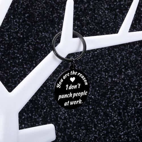 Coworkers Gifts Funny Office Black Keychain Gifts for Women Men Work Bestie Appreciation Thank You Gifts for Boss Valentines Day Gifts Farewell Going Away Goodbye Leaving White Elephant Gift Colleague