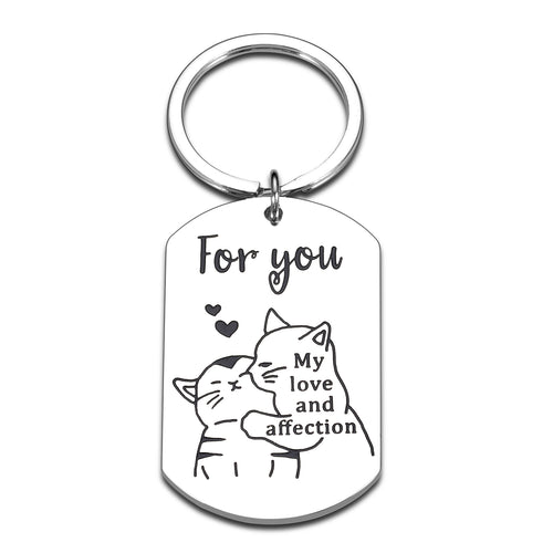 Valentines Day Gifts Cute Gifts Cat Keychain for Boyfriend Girlfriend Cat Lover Best Friend Funny Gifts for Husband Wife Anniversary Birthday for Him Her Date Night Gifts for Couples Women Men