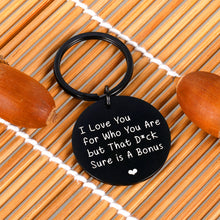 Load image into Gallery viewer, Funny Couple Valentines Gift for Husband Boyfriend Birthday Wedding Anniversary Keychain for Hubby from Wife Girlfriend Stocking Stuffer for Him Men Fiance from Fiancée Bride Gag Keyring