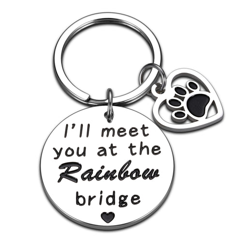 Dog Memorial Sympathy Remembrance Keychain Loss of Pet Rainbow Bridge Gifts Dog Cat Passing Away Died Death Mourning Jewelry for Him Her Pet Lovers Owners in Memory of Dog Keepsake