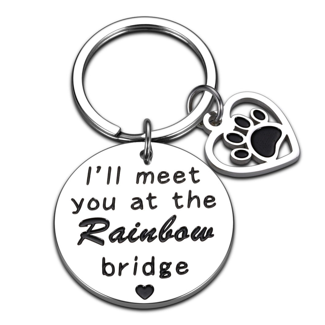 Dog Memorial Sympathy Remembrance Keychain Loss of Pet Rainbow Bridge Gifts Dog Cat Passing Away Died Death Mourning Jewelry for Him Her Pet Lovers Owners in Memory of Dog Keepsake