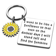 Load image into Gallery viewer, Initial Sunflower Charm Keychain Inspirational Gifts for Women Teen Girls Graduation Birthday Christmas Anniversary Friendship Gifts for BFF coworkers students Spiritual Floral Keyring Jewelry