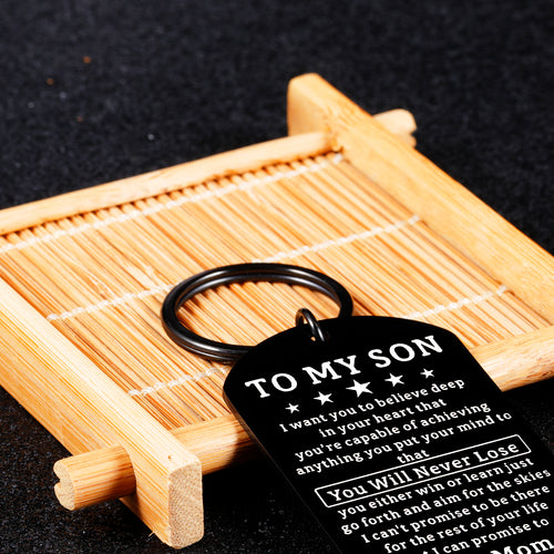 Gifts for Son Stocking Stuffers for Kids Son Gifts from Mom Inspirational Birthday Keychain for Stepson Adopted Son Boys Graduation Back to School College Students Gifts for Childs Teens