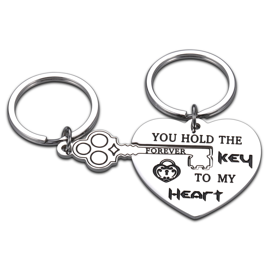 Christmas Gifts Couple Keychains Gifts for Husband Funny Anniversary Valentines Day Gifts for Husband Fiancee from Fans Wife You Hold The Key To My Heart Couple Keychain for Him Her Stocking Stuffers Couple Merchandise