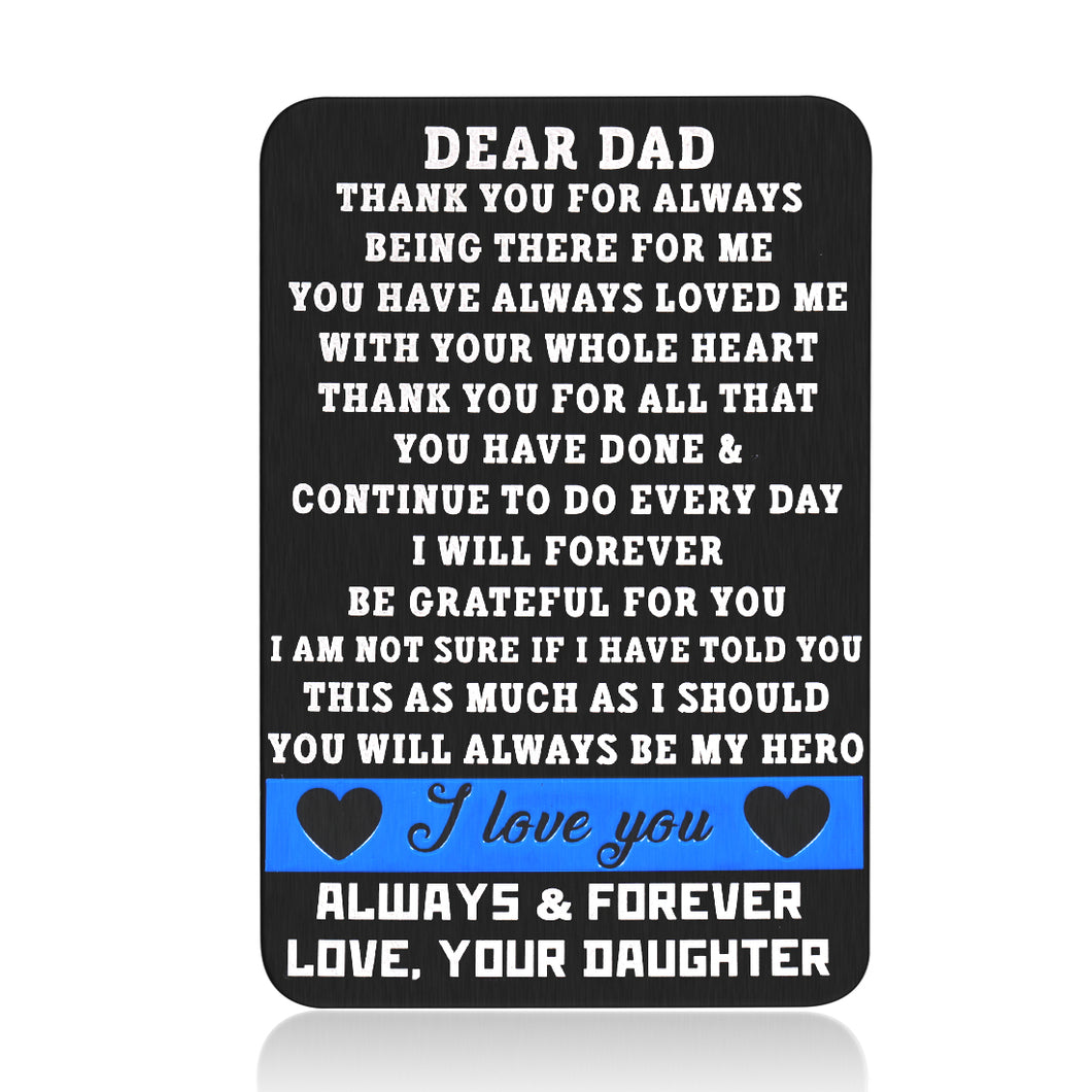 to My Dad Wallet Card Inserts from Daughter Metal Wallet Insert Card for Daddy Stepdad Father in Law Dad Birthday Christmas Gifts for Stepfather Grandfather Thanksgiving Appreation Present