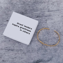 Load image into Gallery viewer, Great leaders inspire greatness in others Personalized Name Bar Bracelet, Stainless Steel Custom Engraved Inspirational Cuff Bangle