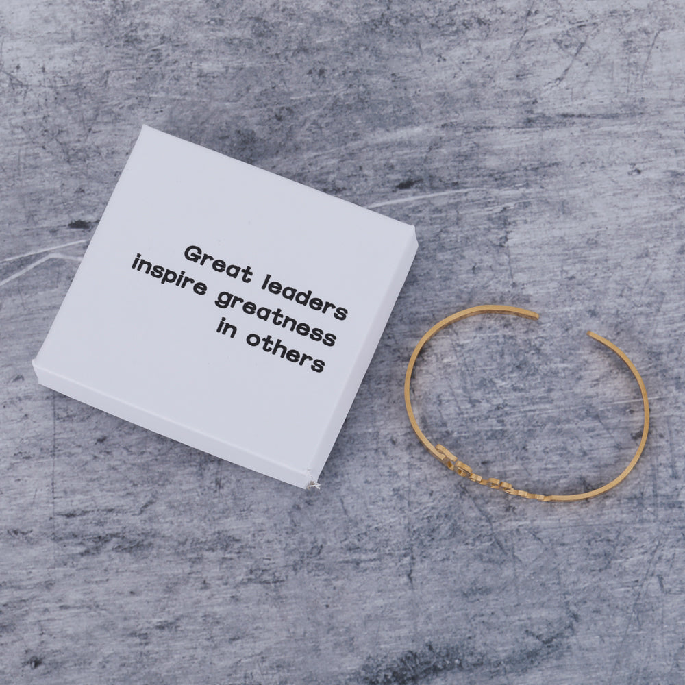 Great leaders inspire greatness in others Personalized Name Bar Bracelet, Stainless Steel Custom Engraved Inspirational Cuff Bangle