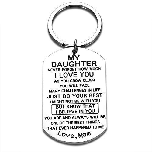 to My Daughter Gifts from Step Mom Inspirational Christmas I Love You GIFS Keychain Never Forget That I Love You Teen Girls Birthday Valentine's Day from Step Mother in Law