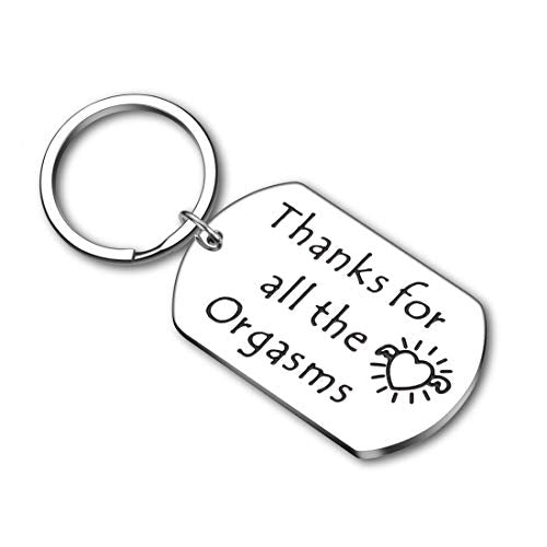 Funny Couple Keychain for Boyfriend Husband Thanks for All The Orgasms Valentine's Day Anniversary Christmas Birthday Gag Gifts for Men from Wife Girlfriend