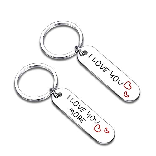 Couple Wife Husband Keychain Gifts for Anniversary Birthday Wedding Gifts from Wifey Hubby I Love You More Valentine Day Christmas Thanksgiving for Girlfriend Boyfriend Pendant Jewelry for Him Her