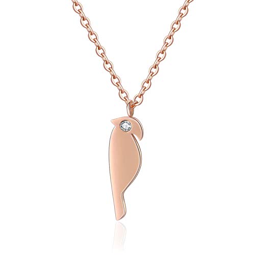 Parrot Necklace for Women Bird Charm Animal Minimal Rose Gold Necklace 16