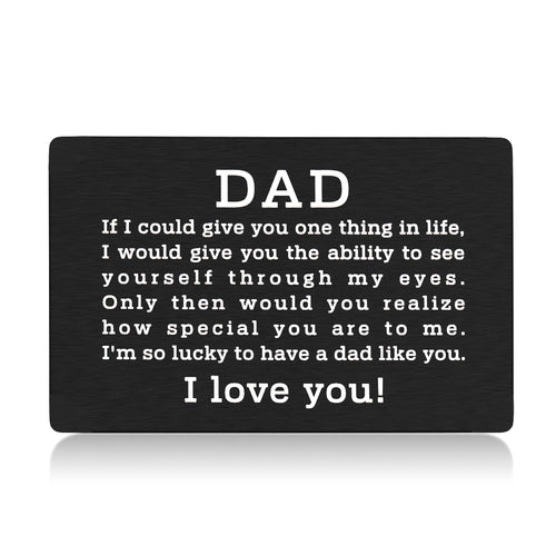 Father’s Day Gifts from Son Daughter Kids Engraved Wallet Insert Card Dad Birthday Gifts from Mom Wife Step Dad Gift Ideas Stainless Metal Card Insert for Him Papa Grandpa Thansginving Day Christmas Gifts for Men