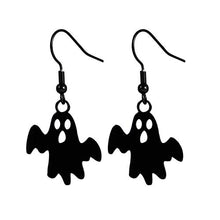 Load image into Gallery viewer, Halloween Black Ghost Earrings Skull Bat Hook Tassel Christmas Jewelry Earring Halloween Handcraft Costume Accessories Jewelry for Women Girls.