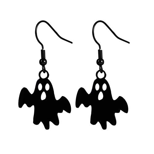 Halloween Black Ghost Earrings Skull Bat Hook Tassel Christmas Jewelry Earring Halloween Handcraft Costume Accessories Jewelry for Women Girls.