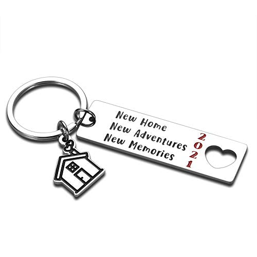 New Home Keychain Housewarming Couples Gift for Him Her New Homeowners Best Friends Coworkers BFF Family Moving in Key Chain 2021 First Home Anniversary New House Gift Realtor Closing Key Tag
