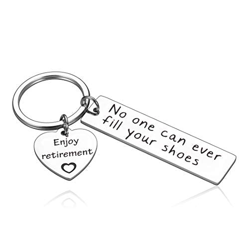 Retirement Keychain Gifts for Coworker Best Christmas Gifs for Women Men Coworker Boss Friend Nurse Teacher Retirement Keychain Presents No One Can Fill Your Shoes