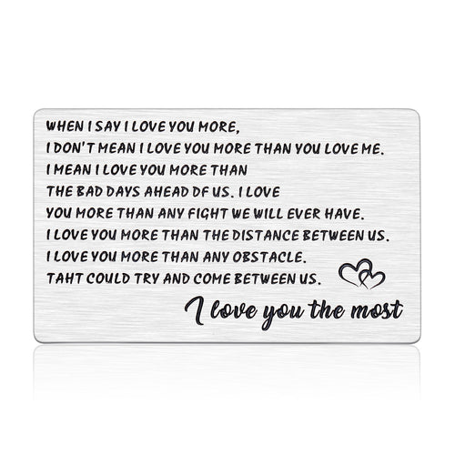 Wallet Insert Card Christmas Gift For Men Husband From Wife Girlfriend Boyfriend Birthday Gifts Metal Mini Love Note Valentine Wedding Gifts For Groom Bride Him Her Deployment Gifts