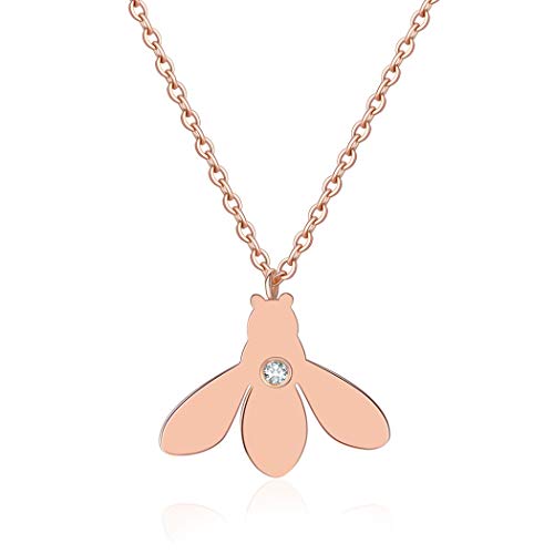 Valentine's Day Gift Bee Necklace - Honey Little Bumble Bee Pendant Necklace Bee Charm Animal Opal Birthday Christmas Gift Adjustable Chain Jewelry for Women Girls Wife Girlfriend