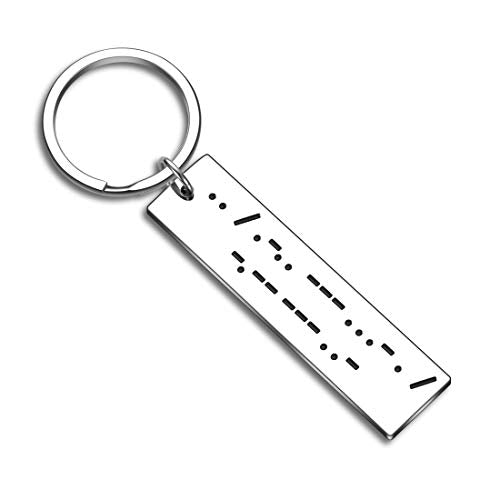 Unique Morse Code I Love You Keychain for Boyfriend Husband Girlfriend Wife Anniversary Wedding Valentines Christmas Birthday Couple Gifts for Him Her Best Friend Fiance Groom Bride