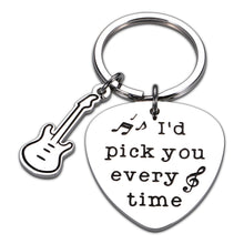 Load image into Gallery viewer, Guitar Pick Gifts for Music Lover Keychain for Music Stuff Musician Unique Fathers’ Day Gift for Boyfriend Husband Son Dad I’d Pick You Guitar Accessories Present for Christmas Valentines Day