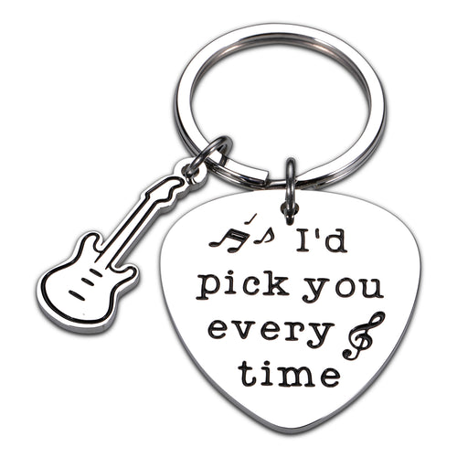 Guitar Pick Gifts for Music Lover Keychain for Music Stuff Musician Unique Fathers’ Day Gift for Boyfriend Husband Son Dad I’d Pick You Guitar Accessories Present for Christmas Valentines Day