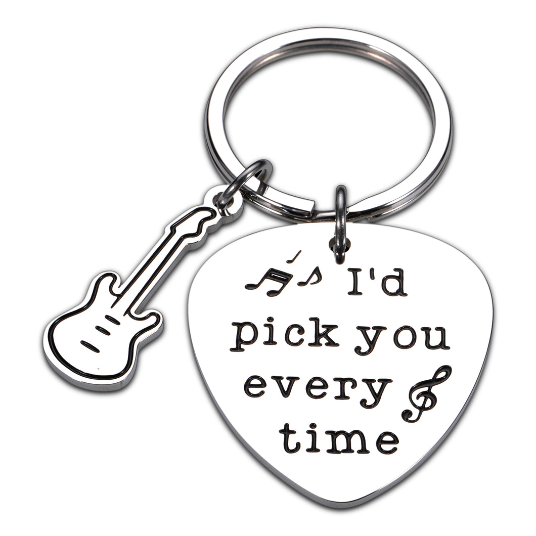 Guitar Pick Gifts for Music Lover Keychain for Music Stuff Musician Unique Fathers’ Day Gift for Boyfriend Husband Son Dad I’d Pick You Guitar Accessories Present for Christmas Valentines Day