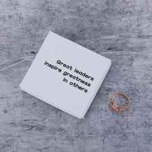 Load image into Gallery viewer, Great leaders inspire greatness in others Double Name Ring Two Name Ring Statement Ring Custom Name Ring with Any Names Mother Daughter Ring Gift