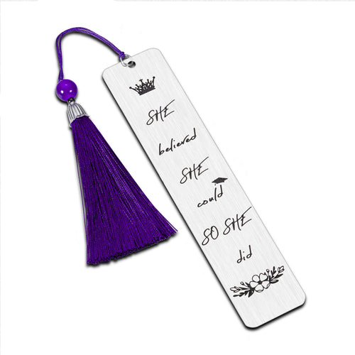 Christmas Gifts She Believe She Could So She Did Bookmark Inspirational 2022 Gradutaion Bookmark with Tassel for Women Her Girl Book Lover Birthday Valentine Stocking Stuffers Gifts Nurse Best Friends Coworker Leaving Gifts