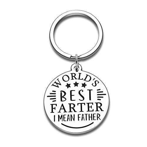 Funny Fathers Day Gifts for Dad Christmas Birthday Father in Law Papa Step Dad Gifts Husband from Kids Wife Daddy Keychain World's Best Farter I Mean Father