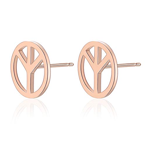 Peace Sign Stud Earrings Stainless Steel Open Round Unisex Post Small Sign Earrings Anti-War Jewelry Christmas Gifts for Women Men