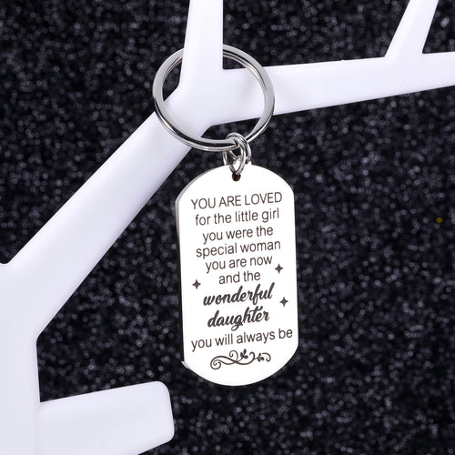 Daughter Gifts from Mom Girls Stocking Stuffers for Kids 18th 21st Birthday Christmas Graduation Gifts for Daughter in Law Wedding Pregnant Mom New Mom Gift Keychain for Her Stepdaughter from Dad