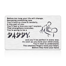 Load image into Gallery viewer, Inspirational Engraved Wallet Inserts to My Son Christmas Gifts with Motivational Quote Men Wallet Insert Cards for Birthday Graduation Gifts Before Too Long Your Life Will Change Wallet Card