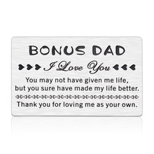 Load image into Gallery viewer, Wallet Card Inserts from Daughter Son Dda Christmas Gifts Bonus Dad Gifts for Bonus Dad Stepdad Metal Wallet Insert Card Birthday Christmas Thanksgiving Appreciation Father-in-Law Day Daddy Key Ring