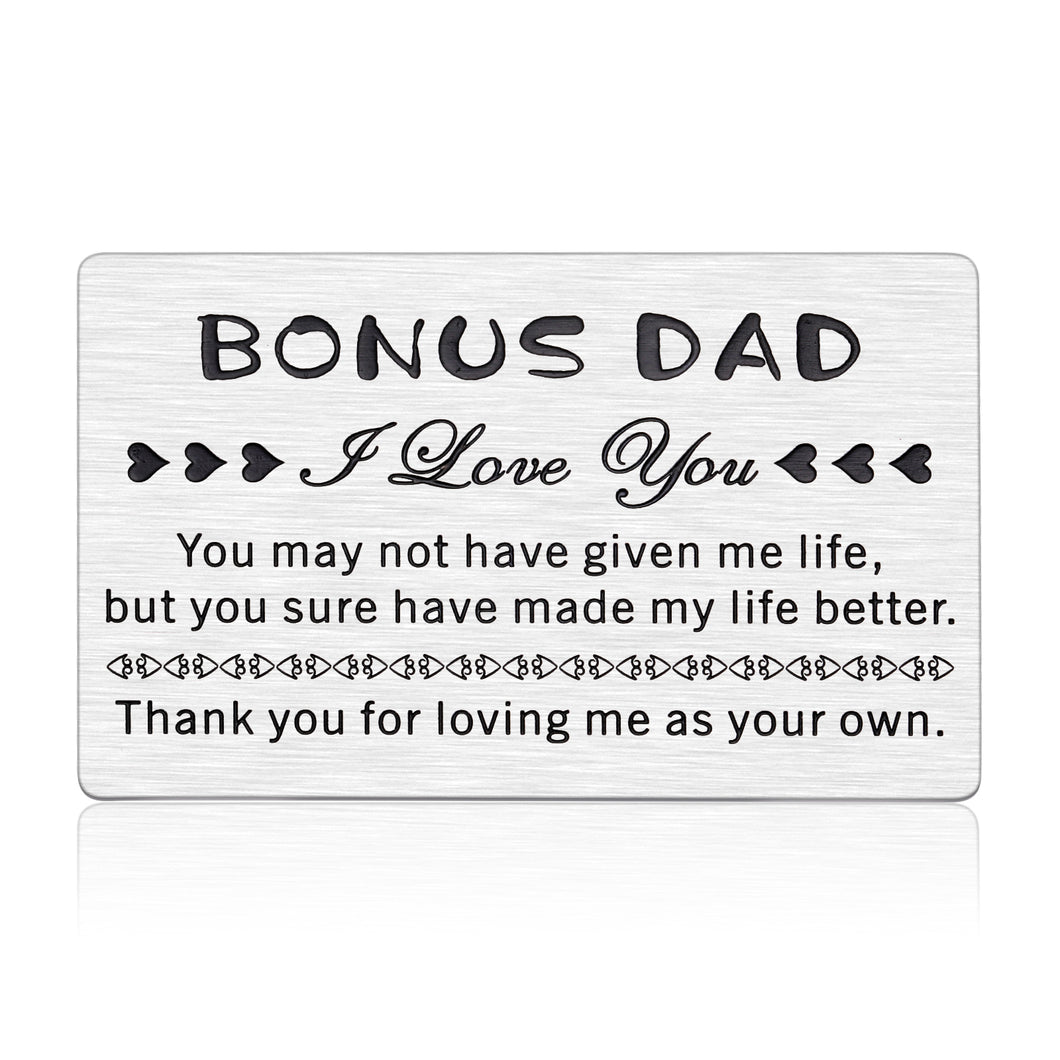 Wallet Card Inserts from Daughter Son Dda Christmas Gifts Bonus Dad Gifts for Bonus Dad Stepdad Metal Wallet Insert Card Birthday Christmas Thanksgiving Appreciation Father-in-Law Day Daddy Key Ring