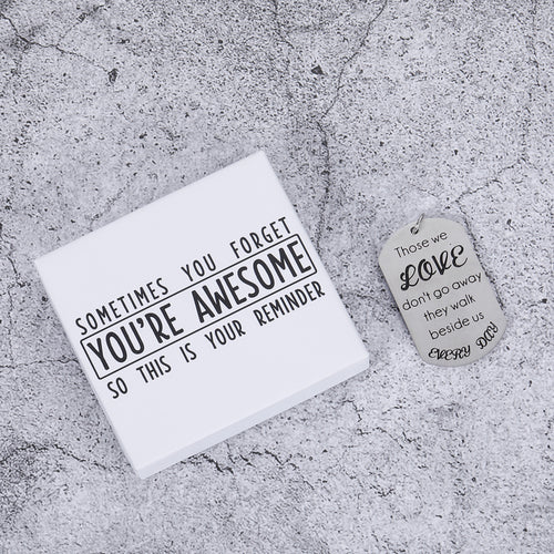 SOMETIMES YOU FORGET YOU’RE AWESOME SO THIS IS YOUR REMINDER Sympathy Memorial Gifts Keychain for Loss of Mother Father Husband Those We Love Don't Go Away Bereavement Gift in Memory of Loved One Pet Dog Grandma Grandpa Remembrance Key Chain Jewelry