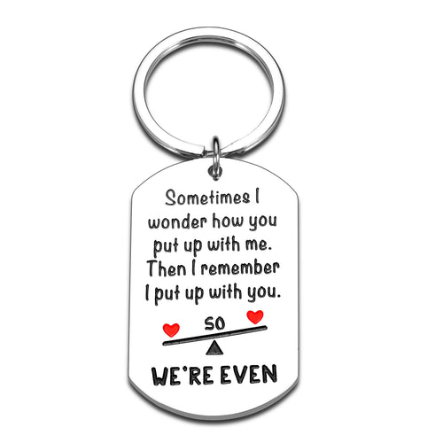 Funny Gifts for Boyfriend Husband 1 Year Anniversary Valentines Gift for Him Her Christmas Gifts for Girlfriend Wife Keychain for Boyfriend Stocking Stuffers for Men Women Cute Gifts for Couples
