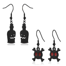 Load image into Gallery viewer, Black Funny Hook Earring Set Halloween Earrings Ghost Dangle Skull Drop Wizard Bottle Ear Stud Earrings Jewelry Christmas Gifs for Women