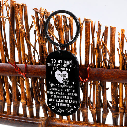 To My Man Keychain Christmas Anniversary Gift To Husband Men Valentines Day Gift for Fiance Boyfriend From Girlfriend Wife I Love You Gifts For Husband Birthday Keychain Romantic Gift For Him