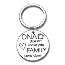 Load image into Gallery viewer, DNA Doesn&#39;t Make You Family Love Does Keychain from Son Daughter Step Parent Keychain Gifts Step Father Gift Key Chain for Dad Pap Step Mom Gift Adoption Keychain Father Stepfather Birthday Christmas