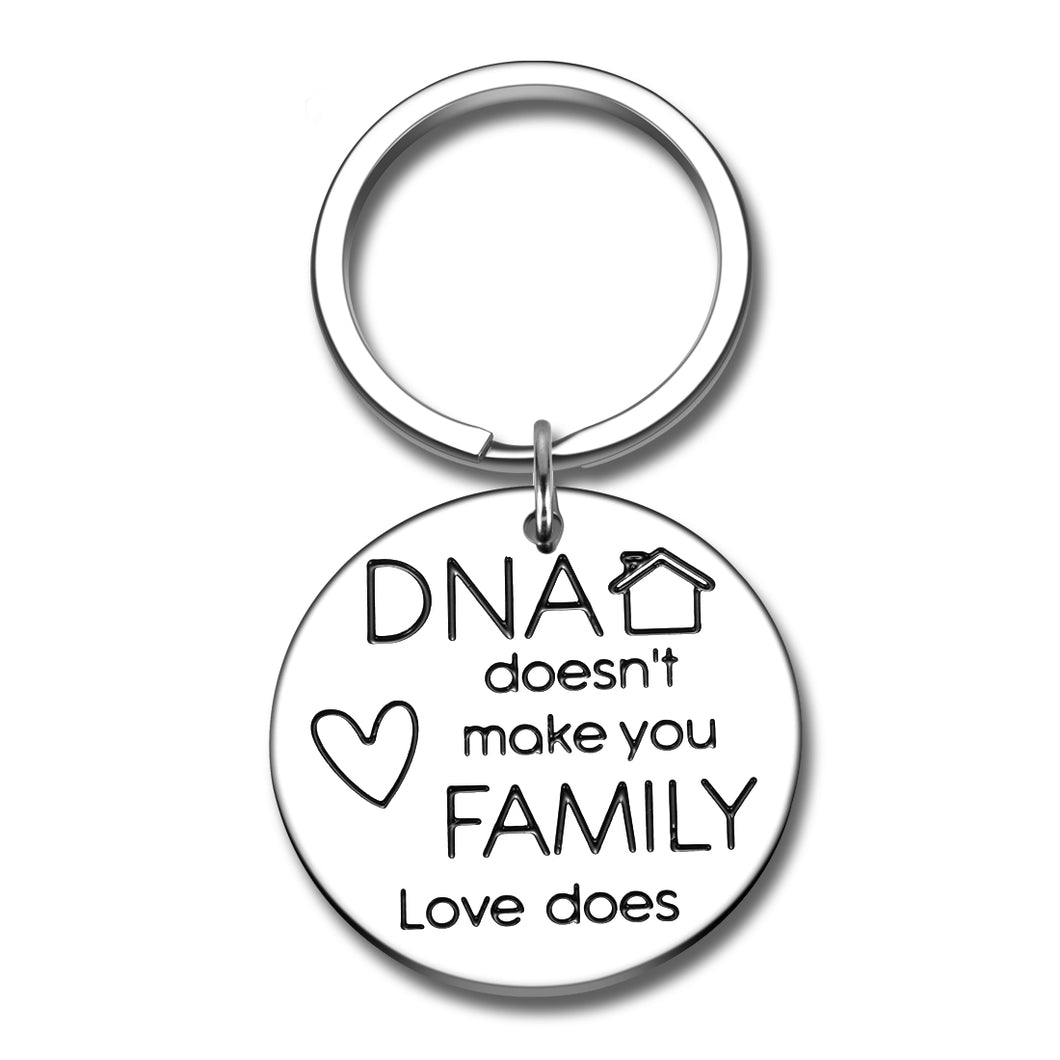 DNA Doesn't Make You Family Love Does Keychain from Son Daughter Step Parent Keychain Gifts Step Father Gift Key Chain for Dad Pap Step Mom Gift Adoption Keychain Father Stepfather Birthday Christmas