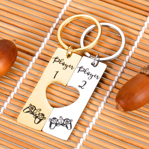 Evaluation result 8.47 of 10 Roll over image to zoom in Funny Gamer Couple Gift Keychains Valentine's Day Gifts for Him Her Player 1 Player 2 Matching Keychain Set for Couple Boyfriend Husband from Girlfriend Wife Birthday Anniversary Gaming Friendship