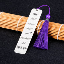Load image into Gallery viewer, Christmas Gifts She Believe She Could So She Did Bookmark Inspirational 2022 Gradutaion Bookmark with Tassel for Women Her Girl Book Lover Birthday Valentine Stocking Stuffers Gifts Nurse Best Friends Coworker Leaving Gifts