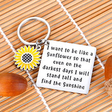 Load image into Gallery viewer, Initial Sunflower Charm Keychain Inspirational Gifts for Women Teen Girls Graduation Birthday Christmas Anniversary Friendship Gifts for BFF coworkers students Spiritual Floral Keyring Jewelry