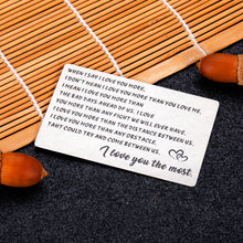 Load image into Gallery viewer, Wallet Insert Card Christmas Gift For Men Husband From Wife Girlfriend Boyfriend Birthday Gifts Metal Mini Love Note Valentine Wedding Gifts For Groom Bride Him Her Deployment Gifts