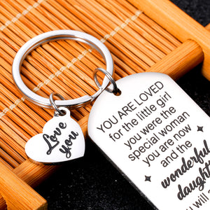 Daughter Gifts from Mom Girls Stocking Stuffers for Kids 18th 21st Birthday Christmas Graduation Gifts for Daughter in Law Wedding Pregnant Mom New Mom Gift Keychain for Her Stepdaughter from Dad