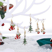 Load image into Gallery viewer, Christmas Earrings Set Small Cute Christmas Tree Stocking Stuffer Boots Red Deer Dangle Hook Holiday Jewelry Earrings Gift Christmas for Women Kids Boys Girls