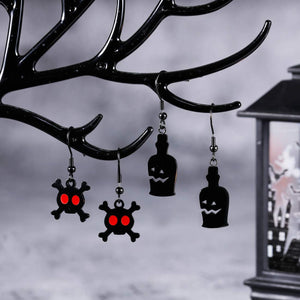 Black Funny Hook Earring Set Halloween Earrings Ghost Dangle Skull Drop Wizard Bottle Ear Stud Earrings Jewelry Christmas Gifs for Women