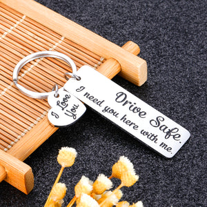 Drive Safe Keychain Valentines Day Birthday Gifts for Husband Boyfriend Wife Girlfriend Anniversary Christmas Gifts for Dad Mom Son Daughter Brother Present for Men New Driver Trucker Keyring