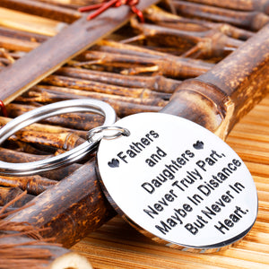 Dad Keychain Christmas Present from Daughter Fathers Day for Daddy Papa Thank You Present Fathers and Daughters Never Truly Part Dad Daughter Birthday Present for Men Dad Grandfather Key Ring